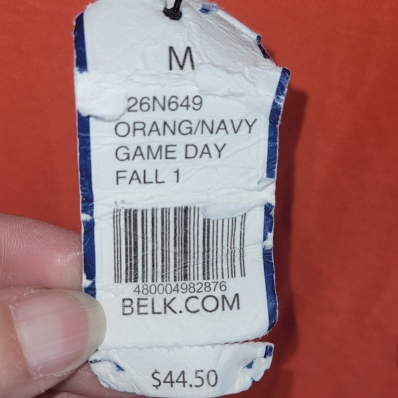 Crown Ivy Shirt Women M OrangeNavy Game Day Long‎ Sleeve French Terry Tee - Picture 7 of 13